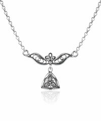 Filigree Art Triangle Lotus Design Women Silver Choker Necklace