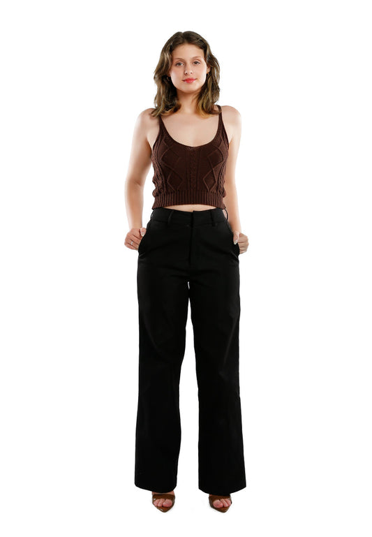 Flared Hem High Waist Pants