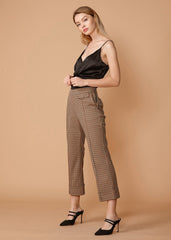 Women's Wide Cuff Trouser in Peach Gingham