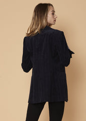 Women's Corduroy Double Breasted Blazer in Midnight