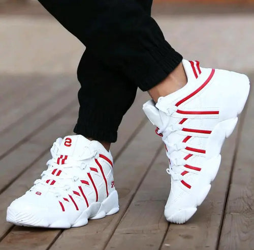 Large Size PU Leather Men's Running Shoes Men's White Sports Shoes
