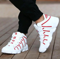 Large Size PU Leather Men's Running Shoes Men's White Sports Shoes