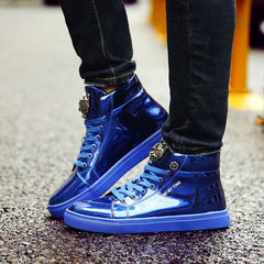 Spring New Stylish High Top Men Sneakers Silver Luxury Designer Men