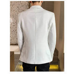 Men's Casual Blazer Korean Fashion Clothes Patchwork Suit Jacket Male