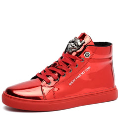 Spring New Stylish High Top Men Sneakers Silver Luxury Designer Men