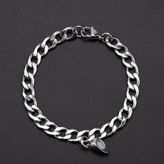 Stainless Steel Couple Bracelets Magnetism Heart Charm Cuba Chain