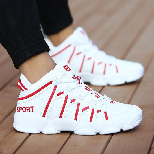 Large Size PU Leather Men's Running Shoes Men's White Sports Shoes