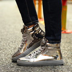 Spring New Stylish High Top Men Sneakers Silver Luxury Designer Men