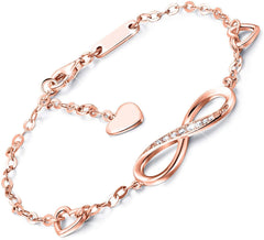 White  Elements Infinite Pendant Chain Bracelet in 14K Rose Gold