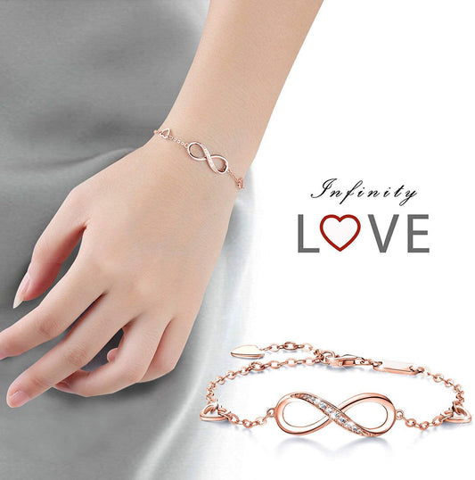 White  Elements Infinite Pendant Chain Bracelet in 14K Rose Gold