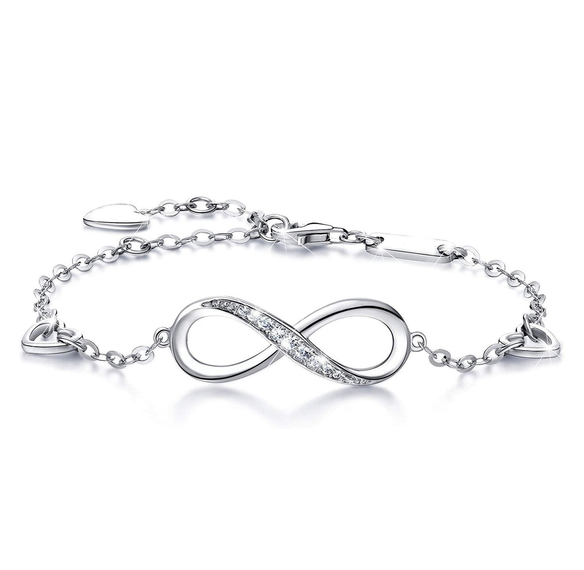 White  Elements Infinite Pendant Chain Bracelet in 14K White Gold