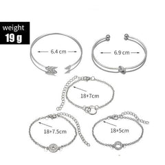 5 Piece Pav'e Loveknot Bracelet Silver Set