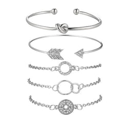 5 Piece Pav'e Loveknot Bracelet Silver Set