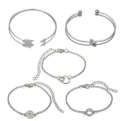 5 Piece Pav'e Loveknot Bracelet Silver Set