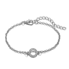 14K White Gold Plating Love Knot Circular Minimalist Bracelet Sets