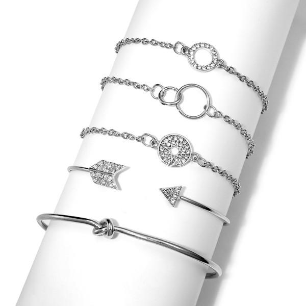 5 Piece Pav'e Loveknot Bracelet Silver Set