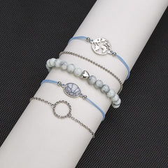 White Marble Filligree Strectch 5 Piece Bracelet ITALY Design