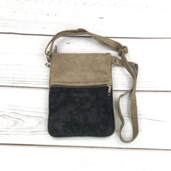 Suede Embroidered Five Zipper Cross-Body Bag