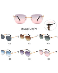 Solar - Curved Tinted Rimless Rectangle Sunglasses