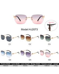 Solar - Curved Tinted Rimless Rectangle Sunglasses