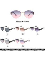 Dastriana - Round Chic Tinted Oval Frame Women's Sunglasses