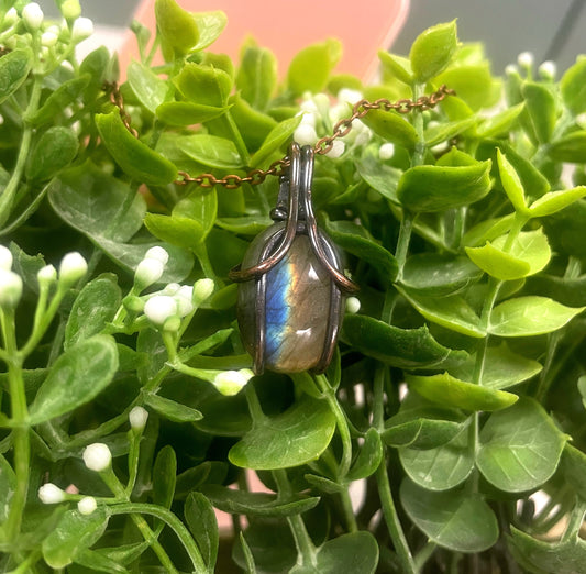 Mini Wire Wrapped Labradorite Gemstone Pendant