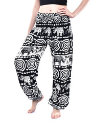 Bohotusk Black Elephant Bullseye Print Elasticated Smocked Waist