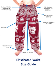 Bohotusk Red Patch Stripe Elasticated Smocked Waist Womens Harem Pants