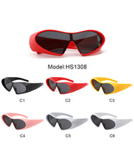 Ascary - Oversized Winged Bar Shield Sunglasses