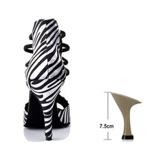 Ladingwu Zebra texture Satin Spring and Summer Boots Women's Sandals