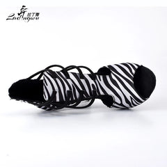 Ladingwu Zebra texture Satin Spring and Summer Boots Women's Sandals