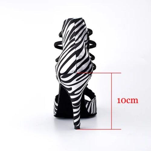 Ladingwu Zebra texture Satin Spring and Summer Boots Women's Sandals