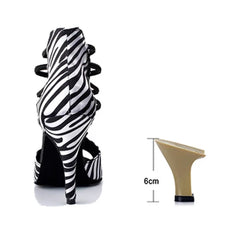 Ladingwu Zebra texture Satin Spring and Summer Boots Women's Sandals