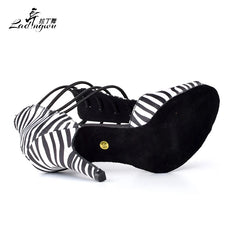 Ladingwu Zebra texture Satin Spring and Summer Boots Women's Sandals