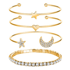 4 Piece Celestial Bangle Set With ® Crystals 18K Gold Plated Bracelet