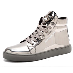 Spring New Stylish High Top Men Sneakers Silver Luxury Designer Men