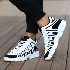 Large Size PU Leather Men's Running Shoes Men's White Sports Shoes