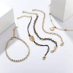 Multi Layered Gold Shell Pendant Chains Ankle Bracelet