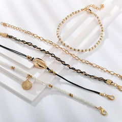 Multi Layered Gold Shell Pendant Chains Ankle Bracelet