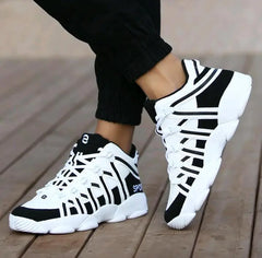 Large Size PU Leather Men's Running Shoes Men's White Sports Shoes