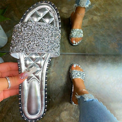 Crystal  Women Slippers Bling Bling Flats Female Beach Shoes Summer