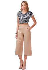 High Rise Cropped Culottes Trousers