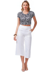 High Rise Cropped Culottes Trousers