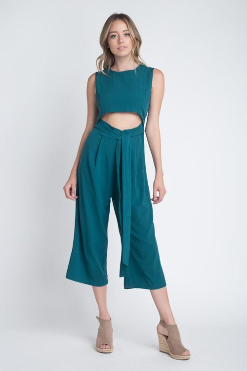 Women's Sleeveless Tie Jumpsuit with Slit