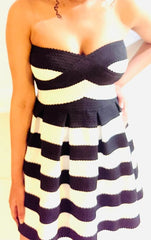 Lux Strapless Dress In Black/White