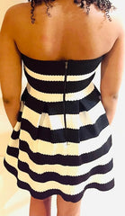 Lux Strapless Dress In Black/White