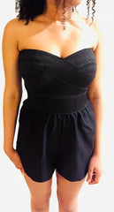 Women Chic Strapless Romper- Black