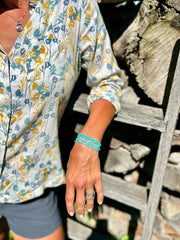 Turquoise & Chunky Silver or Gold Boho Beaded Wrap Boho Bracelet