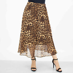 Wild Animal Print Flare Midi Skirt