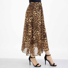 Wild Animal Print Flare Midi Skirt